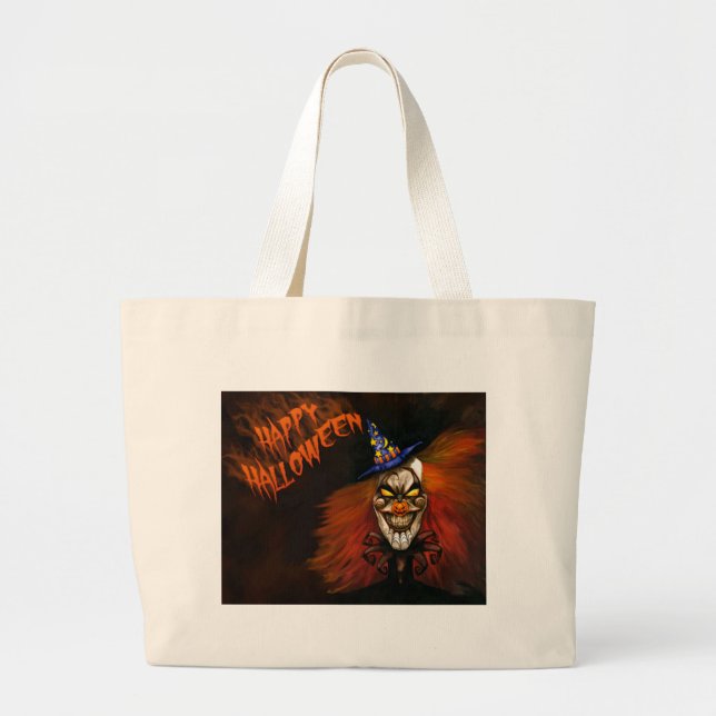 Bolso De Tela Gigante Feliz Payaso de Halloween asustado (Frente)