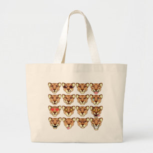 Bolso De Tela Gigante Feliz Personalizado Leoness emoticons Bag