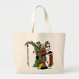 Bolso De Tela Gigante Feliz reno navideño