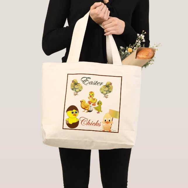 Bolso De Tela Gigante Feliz Rústica de la Granja de Chicas de Pascua (Anverso (producto))