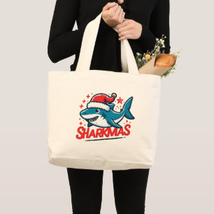 Bolso De Tela Gigante Feliz tiburón, Navidades tiburones, divertidas nav