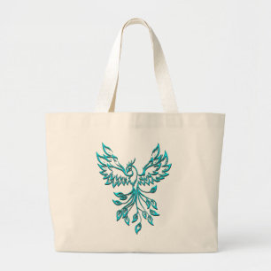 Bolso De Tela Gigante Fénix Azul Teal se Levanta