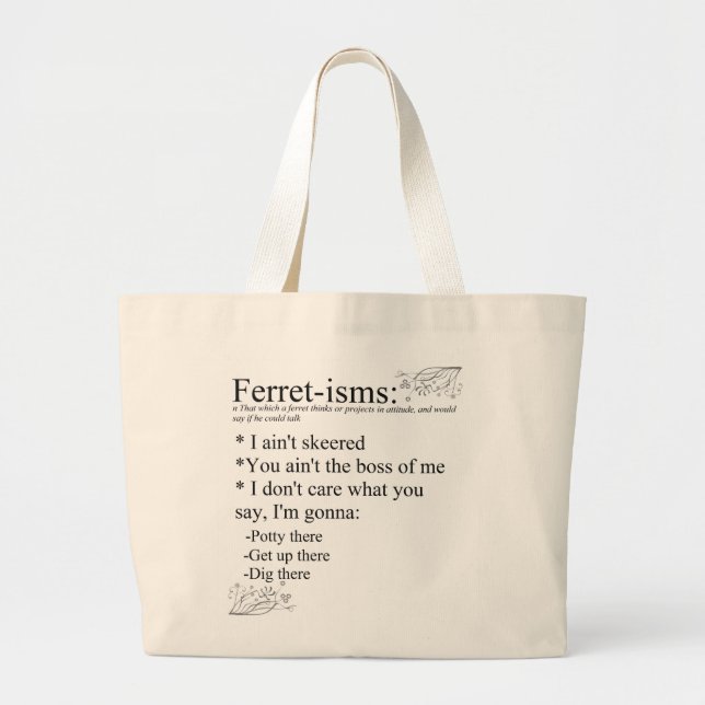 Bolso De Tela Gigante Ferret Sayings o Ferret-isms (Frente)