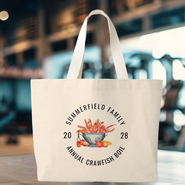 Bolso De Tela Gigante Fiesta de langostas mariscos Personalizado de mari (Crawfish Party Seafood Boil Custom Matching Family Large Tote Bag)
