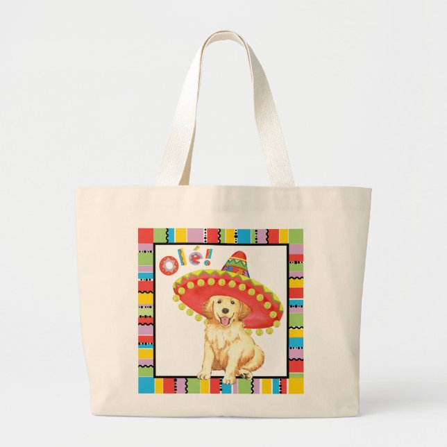 Bolso De Tela Gigante Fiesta Golden Retriever (Frente)