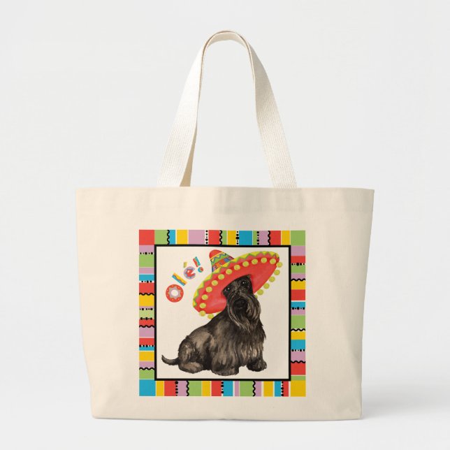 Bolso De Tela Gigante Fiesta Scottish Terrier (Frente)