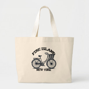 Bolso De Tela Gigante Fire Island Nueva York Bicicleta Azul Vintage Vibe