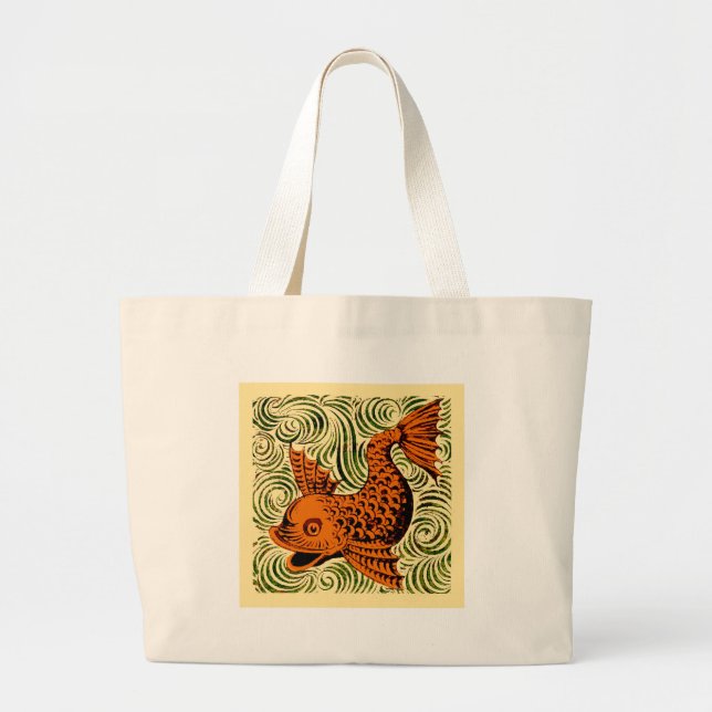 Bolso De Tela Gigante Fish Antiguo Tile Antiguo arte (Frente)