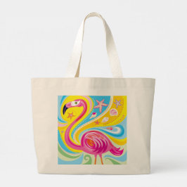 Bolso De Tela Gigante Flamenco Rosa con Estrella de Mar