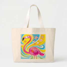 Bolso De Tela Gigante Flamenco Rosa con Estrella de Mar