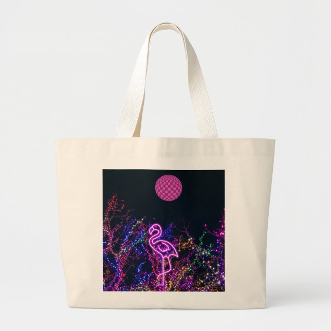 Bolso De Tela Gigante Flamingo en el fiesta de baile. (Frente)