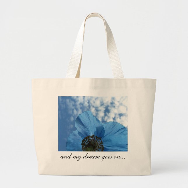 Bolso De Tela Gigante Flor AZUL DE POBRE Sueño Azul (Frente)