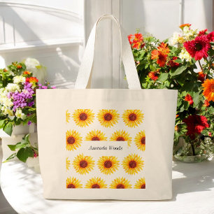 Bolso De Tela Gigante Flor blanca amarillo girasol