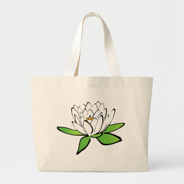 Bolso De Tela Gigante Flor blanco Lotus (Frente)