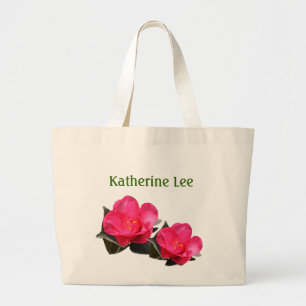 Bolso De Tela Gigante flor de camellia rosa con nombre