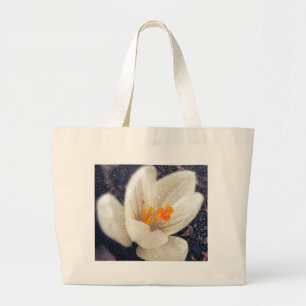 Bolso De Tela Gigante Flor de Crocus Rainy Day