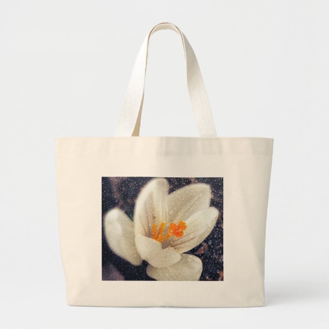 Bolso De Tela Gigante Flor de Crocus Rainy Day (Frente)