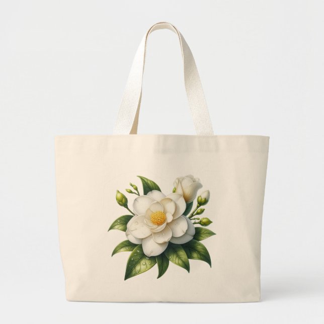 Bolso De Tela Gigante Flor de Gardenia (Frente)