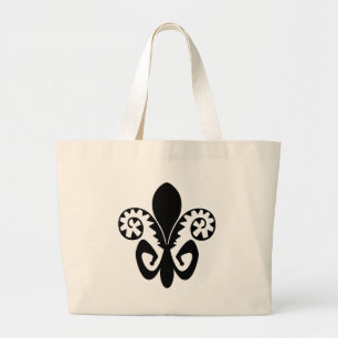 Bolso De Tela Gigante Flor de lis del jazz (negro)