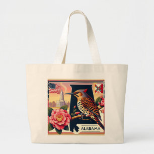 Bolso De Tela Gigante Flor de pájaro parpadeo y camellias del norte de A
