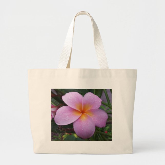 Bolso De Tela Gigante Flor de Plumeria Rosa Hawaii (Frente)