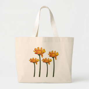Bolso De Tela Gigante Flor Floral Naranja Rojo Caprichoso