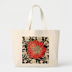 Bolso De Tela Gigante Flor grande de estilo Art Nouveau rojo