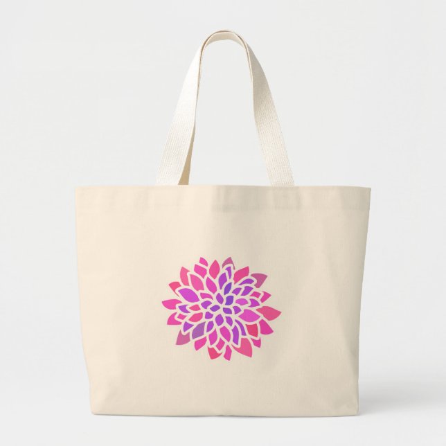 Bolso De Tela Gigante Flor Hippie Rosa Retro Moderno (Frente)