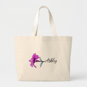 Bolso De Tela Gigante Flor lirio rosa personalizada