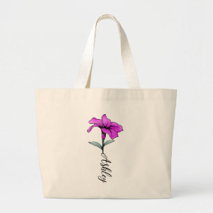 Bolso De Tela Gigante Flor lirio rosa personalizada