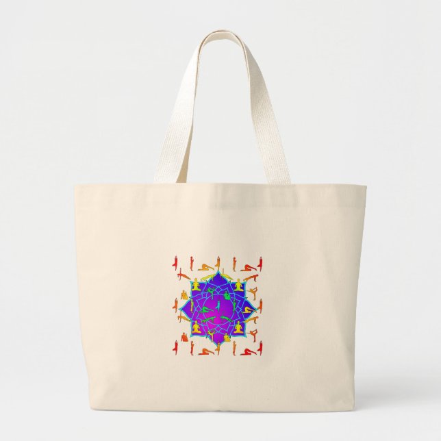 Bolso De Tela Gigante Flor Lotus Con Polos De Yoga (Frente)