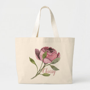 Bolso De Tela Gigante Flor rosa grande con nombre