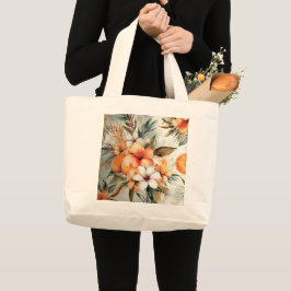 Bolso De Tela Gigante Flor tropical y sueño de cítricos - acuarela