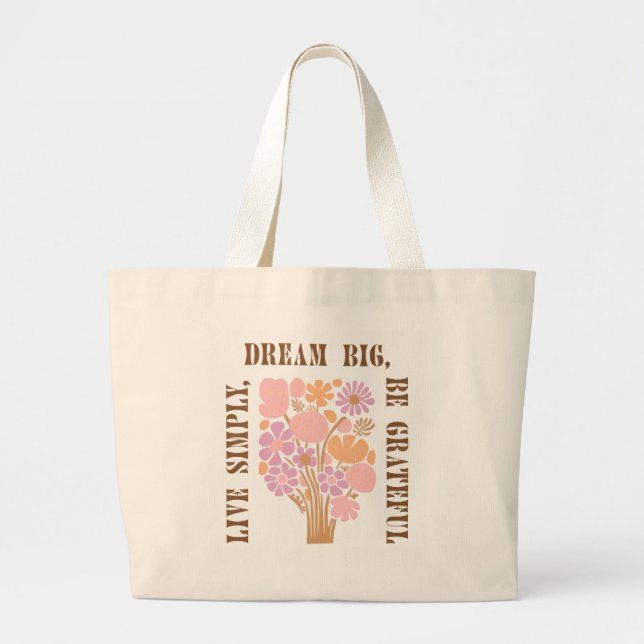 Bolso De Tela Gigante Floral Aesthetic Motivational Gift Tote bag (Frente)