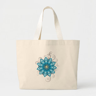 Bolso De Tela Gigante Floral - azul