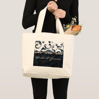 Bolso De Tela Gigante Floral blanca y negra