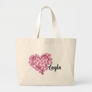 Bolso De Tela Gigante Floral Love Heart Tote Bag
