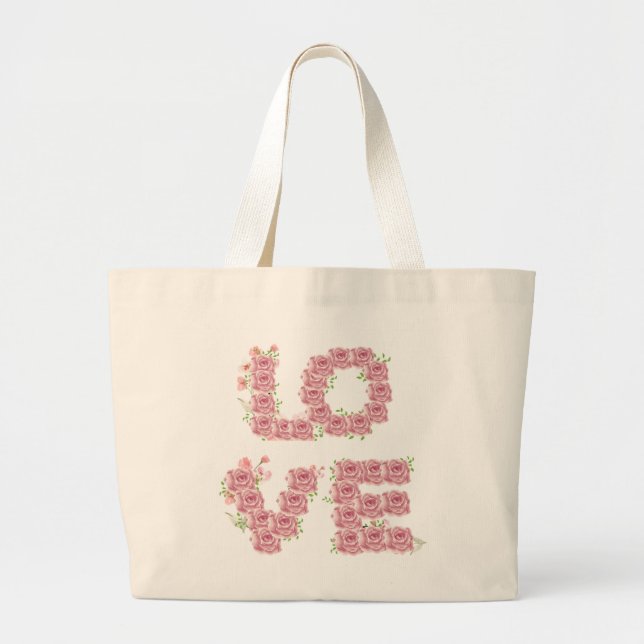 Bolso De Tela Gigante Floral Love Tote Bag (Frente)