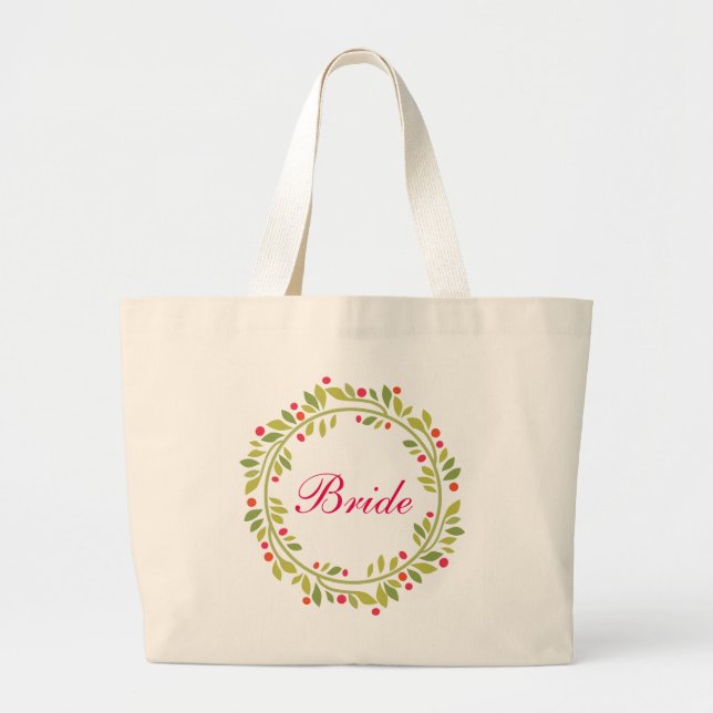 Bolso De Tela Gigante Floral Wreath Bride (Frente)