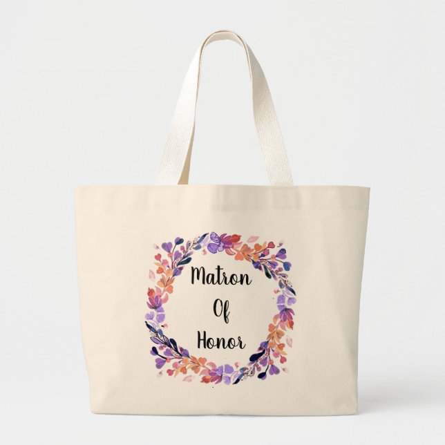 Bolso De Tela Gigante Floral Wreath Matron De Honor (Frente)