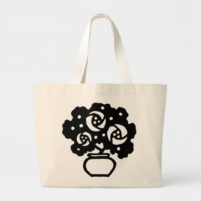 Bolso De Tela Gigante Flores Art Decó Totebag (Frente)