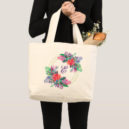 Bolso De Tela Gigante flores de acuarela personalizadas y ramos de hojas