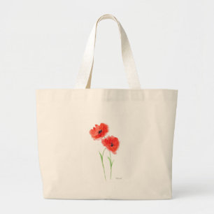 Bolso De Tela Gigante Flores de amapola rojas