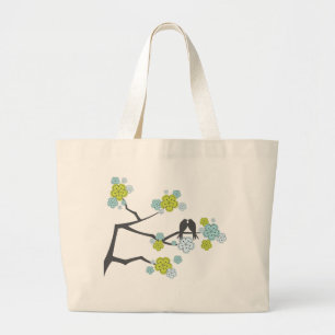 Bolso De Tela Gigante Flores de cerezo azul Amo Aves Boda Tote Bag
