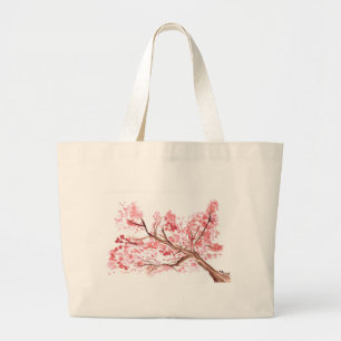 Bolso De Tela Gigante Flores de cerezo rosa flores acuarela moda floral