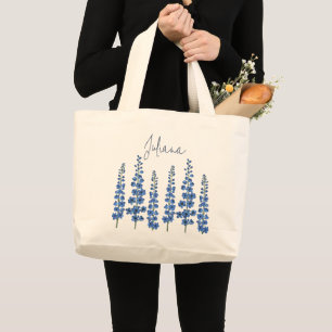 Bolso De Tela Gigante Flores de delfino azul de julio
