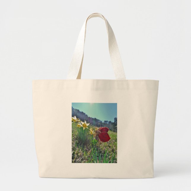 Bolso De Tela Gigante Flores de hadas y amarillas (Frente)