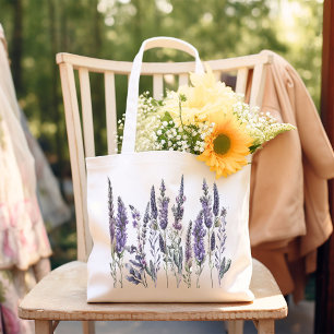 Bolso De Tela Gigante Flores de lavanda acuarela
