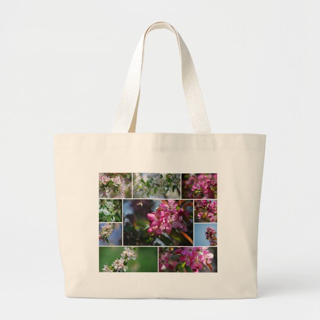 Bolso De Tela Gigante Flores de manzana y abejas melíferas (Frente)