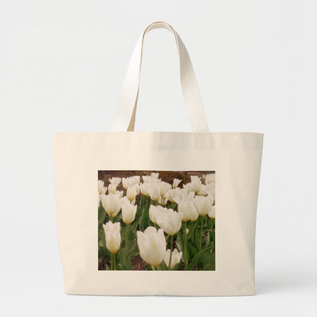 Bolso De Tela Gigante Flores de tulipanes blancos (Frente)